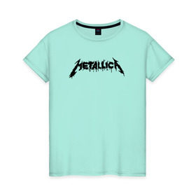 Женская футболка хлопок с принтом Metallica painted logo в Санкт-Петербурге, 100% хлопок | прямой крой, круглый вырез горловины, длина до линии бедер, слегка спущенное плечо | Тематика изображения на принте: металлика