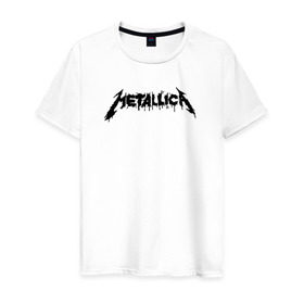 Мужская футболка хлопок с принтом Metallica painted logo в Санкт-Петербурге, 100% хлопок | прямой крой, круглый вырез горловины, длина до линии бедер, слегка спущенное плечо. | Тематика изображения на принте: металлика