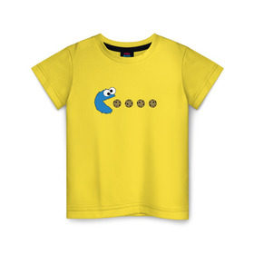 Детская футболка хлопок с принтом Печеньки в Санкт-Петербурге, 100% хлопок | круглый вырез горловины, полуприлегающий силуэт, длина до линии бедер | pacman | игра | монстр | улица сезам