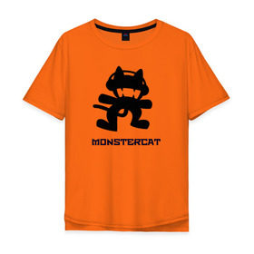 Мужская футболка хлопок Oversize с принтом Monstercat в Санкт-Петербурге, 100% хлопок | свободный крой, круглый ворот, “спинка” длиннее передней части | 