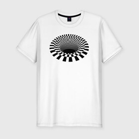 Мужская футболка премиум с принтом 3d дыра оптическая иллюзия в Санкт-Петербурге, 92% хлопок, 8% лайкра | приталенный силуэт, круглый вырез ворота, длина до линии бедра, короткий рукав | 3д | дыра | иллюзия | оптическая