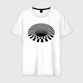 Мужская футболка хлопок с принтом 3d дыра оптическая иллюзия в Санкт-Петербурге, 100% хлопок | прямой крой, круглый вырез горловины, длина до линии бедер, слегка спущенное плечо. | 3д | дыра | иллюзия | оптическая