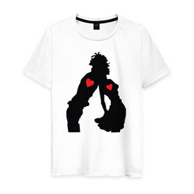 Мужская футболка хлопок с принтом Влюбленная пара в Санкт-Петербурге, 100% хлопок | прямой крой, круглый вырез горловины, длина до линии бедер, слегка спущенное плечо. | влюбленные девушка и парень. любовь | девушка | парень