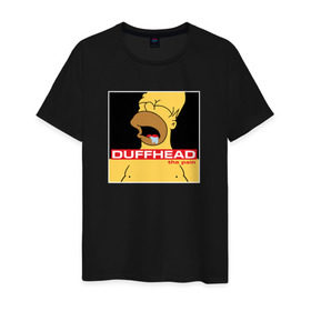 Мужская футболка хлопок с принтом Homer Duffhead в Санкт-Петербурге, 100% хлопок | прямой крой, круглый вырез горловины, длина до линии бедер, слегка спущенное плечо. | gomer | барт | симпсонs | симпсоны