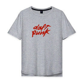 Мужская футболка хлопок Oversize с принтом Daft punk в Санкт-Петербурге, 100% хлопок | свободный крой, круглый ворот, “спинка” длиннее передней части | логотип группы daft punk.@