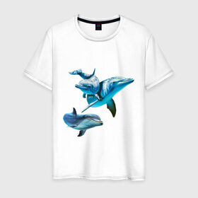 Мужская футболка хлопок с принтом Дельфины в Санкт-Петербурге, 100% хлопок | прямой крой, круглый вырез горловины, длина до линии бедер, слегка спущенное плечо. | die antwoord