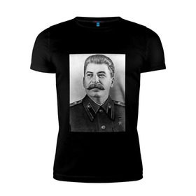 Мужская футболка премиум с принтом Ни шагу назад! в Санкт-Петербурге, 92% хлопок, 8% лайкра | приталенный силуэт, круглый вырез ворота, длина до линии бедра, короткий рукав | сталин