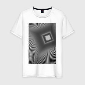 Мужская футболка хлопок с принтом Шахта в никуда в Санкт-Петербурге, 100% хлопок | прямой крой, круглый вырез горловины, длина до линии бедер, слегка спущенное плечо. | Тематика изображения на принте: обман зрения | оптическая иллюзия | прикол | фокус