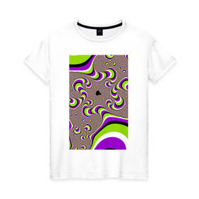 Женская футболка хлопок с принтом Психоделическая иллюзия в Санкт-Петербурге, 100% хлопок | прямой крой, круглый вырез горловины, длина до линии бедер, слегка спущенное плечо | обман зрения | оптическая иллюзия | прикол | фокус