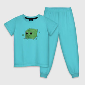 Детская пижама хлопок с принтом Minecraft слизень в Санкт-Петербурге, 100% хлопок |  брюки и футболка прямого кроя, без карманов, на брюках мягкая резинка на поясе и по низу штанин
 | игра | мinecraft