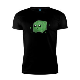 Мужская футболка премиум с принтом Minecraft слизень в Санкт-Петербурге, 92% хлопок, 8% лайкра | приталенный силуэт, круглый вырез ворота, длина до линии бедра, короткий рукав | игра | мinecraft
