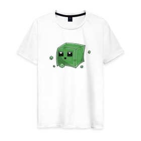 Мужская футболка хлопок с принтом Minecraft слизень в Санкт-Петербурге, 100% хлопок | прямой крой, круглый вырез горловины, длина до линии бедер, слегка спущенное плечо. | игра | мinecraft