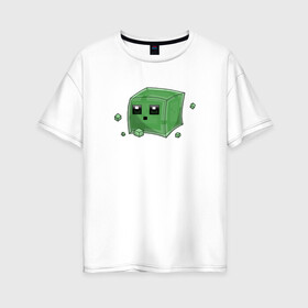 Женская футболка хлопок Oversize с принтом Minecraft слизень в Санкт-Петербурге, 100% хлопок | свободный крой, круглый ворот, спущенный рукав, длина до линии бедер
 | игра | мinecraft