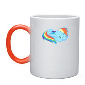 Кружка хамелеон с принтом Rainbow Dash sleeps в Санкт-Петербурге, керамика | меняет цвет при нагревании, емкость 330 мл | pony | rainbow dash | деши спит :3поняшки | пони | сваг