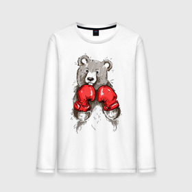 Мужской лонгслив хлопок с принтом Russia boxing в Санкт-Петербурге, 100% хлопок |  | boxing | бокс | медведь | мишка | перчатки | спорт