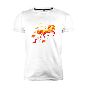 Мужская футболка премиум с принтом Fire horse в Санкт-Петербурге, 92% хлопок, 8% лайкра | приталенный силуэт, круглый вырез ворота, длина до линии бедра, короткий рукав | fire | horse | лошадь | огон