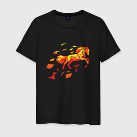 Мужская футболка хлопок с принтом Fire horse в Санкт-Петербурге, 100% хлопок | прямой крой, круглый вырез горловины, длина до линии бедер, слегка спущенное плечо. | fire | horse | лошадь | огон