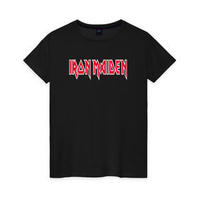 Женская футболка хлопок с принтом Iron Maiden в Санкт-Петербурге, 100% хлопок | прямой крой, круглый вырез горловины, длина до линии бедер, слегка спущенное плечо | iron maiden