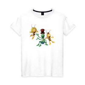 Женская футболка хлопок с принтом Пчелка Майя в Санкт-Петербурге, 100% хлопок | прямой крой, круглый вырез горловины, длина до линии бедер, слегка спущенное плечо | 