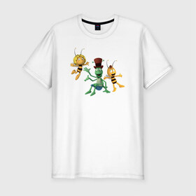 Мужская футболка премиум с принтом Пчелка Майя в Санкт-Петербурге, 92% хлопок, 8% лайкра | приталенный силуэт, круглый вырез ворота, длина до линии бедра, короткий рукав | 