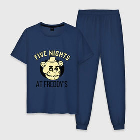 Мужская пижама хлопок с принтом Five Nights At Freddys в Санкт-Петербурге, 100% хлопок | брюки и футболка прямого кроя, без карманов, на брюках мягкая резинка на поясе и по низу штанин
 | five nights at freddys | fnaf | freddy | игры | медведь | мишка | фнаф | фредди