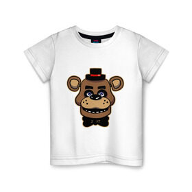 Детская футболка хлопок с принтом Five Nights At Freddy`s в Санкт-Петербурге, 100% хлопок | круглый вырез горловины, полуприлегающий силуэт, длина до линии бедер | Тематика изображения на принте: five nights at freddys | fnaf | freddy | игры | медведь | мишка | фнаф | фредди