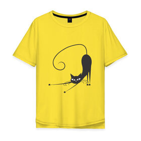 Мужская футболка хлопок Oversize с принтом black cat в Санкт-Петербурге, 100% хлопок | свободный крой, круглый ворот, “спинка” длиннее передней части | Тематика изображения на принте: 