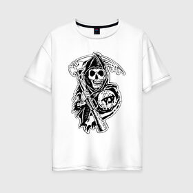 Женская футболка хлопок Oversize с принтом Sons Of Anarchy в Санкт-Петербурге, 100% хлопок | свободный крой, круглый ворот, спущенный рукав, длина до линии бедер
 | anarchy | movie | sons | сериал
