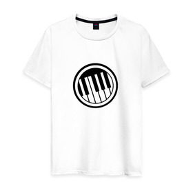 Мужская футболка хлопок с принтом Piano в Санкт-Петербурге, 100% хлопок | прямой крой, круглый вырез горловины, длина до линии бедер, слегка спущенное плечо. | клавиши | музыка | пианино | фортепиано