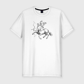 Мужская футболка премиум с принтом Стрелец в Санкт-Петербурге, 92% хлопок, 8% лайкра | приталенный силуэт, круглый вырез ворота, длина до линии бедра, короткий рукав | знак зодиака | кентавр | стрелец