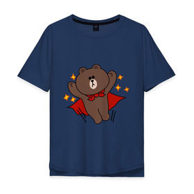 Мужская футболка хлопок Oversize с принтом Стикер Line мишка в Санкт-Петербурге, 100% хлопок | свободный крой, круглый ворот, “спинка” длиннее передней части | Тематика изображения на принте: супергерой