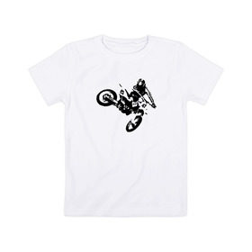 Детская футболка хлопок с принтом Мотокросс в Санкт-Петербурге, 100% хлопок | круглый вырез горловины, полуприлегающий силуэт, длина до линии бедер | motokross | мото