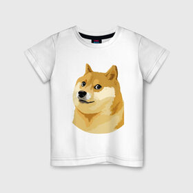 Детская футболка хлопок с принтом Doge в Санкт-Петербурге, 100% хлопок | круглый вырез горловины, полуприлегающий силуэт, длина до линии бедер | such wow | вау | доги