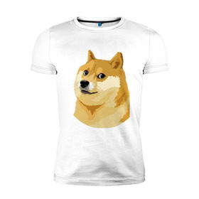 Мужская футболка премиум с принтом Doge в Санкт-Петербурге, 92% хлопок, 8% лайкра | приталенный силуэт, круглый вырез ворота, длина до линии бедра, короткий рукав | such wow | вау | доги
