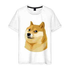 Мужская футболка хлопок с принтом Doge в Санкт-Петербурге, 100% хлопок | прямой крой, круглый вырез горловины, длина до линии бедер, слегка спущенное плечо. | such wow | вау | доги