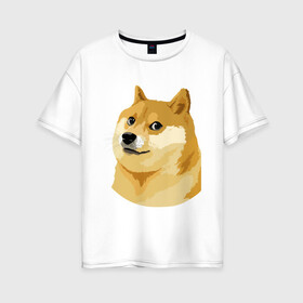 Женская футболка хлопок Oversize с принтом Doge в Санкт-Петербурге, 100% хлопок | свободный крой, круглый ворот, спущенный рукав, длина до линии бедер
 | such wow | вау | доги