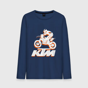 Мужской лонгслив хлопок с принтом KTM белый в Санкт-Петербурге, 100% хлопок |  | Тематика изображения на принте: cross | ktm | motocross | кросс | мото