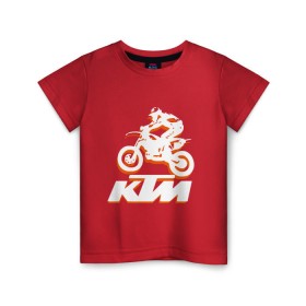Детская футболка хлопок с принтом KTM белый в Санкт-Петербурге, 100% хлопок | круглый вырез горловины, полуприлегающий силуэт, длина до линии бедер | cross | ktm | motocross | кросс | мото