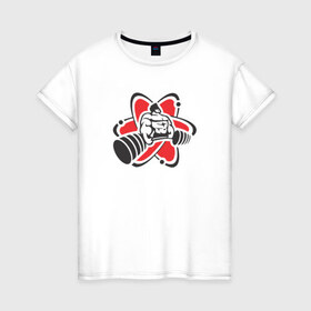 Женская футболка хлопок с принтом Powerlifting в Санкт-Петербурге, 100% хлопок | прямой крой, круглый вырез горловины, длина до линии бедер, слегка спущенное плечо | 