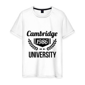 Мужская футболка хлопок с принтом Кэмбридж в Санкт-Петербурге, 100% хлопок | прямой крой, круглый вырез горловины, длина до линии бедер, слегка спущенное плечо. | cambridge | university | институт | кэмбридж | студентам | университет