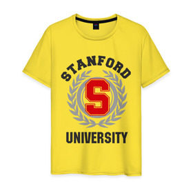 Мужская футболка хлопок с принтом Стэнфорд в Санкт-Петербурге, 100% хлопок | прямой крой, круглый вырез горловины, длина до линии бедер, слегка спущенное плечо. | stanford | институт | студентам | стэнфорд | университет