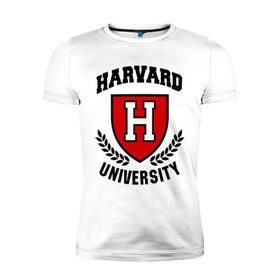 Мужская футболка премиум с принтом Гарвард в Санкт-Петербурге, 92% хлопок, 8% лайкра | приталенный силуэт, круглый вырез ворота, длина до линии бедра, короткий рукав | harvard | university | гарвард | институт | студентам | университет