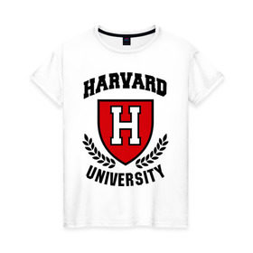 Женская футболка хлопок с принтом Гарвард в Санкт-Петербурге, 100% хлопок | прямой крой, круглый вырез горловины, длина до линии бедер, слегка спущенное плечо | harvard | university | гарвард | институт | студентам | университет