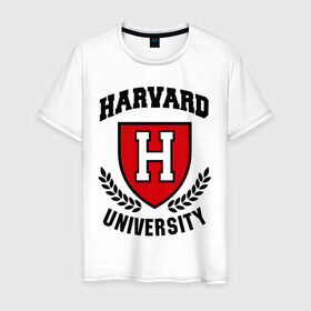 Мужская футболка хлопок с принтом Гарвард в Санкт-Петербурге, 100% хлопок | прямой крой, круглый вырез горловины, длина до линии бедер, слегка спущенное плечо. | harvard | university | гарвард | институт | студентам | университет