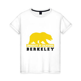 Женская футболка хлопок с принтом Беркли в Санкт-Петербурге, 100% хлопок | прямой крой, круглый вырез горловины, длина до линии бедер, слегка спущенное плечо | bear | berkeley | беркли | институт | калифорния | медведь | студентам | университет