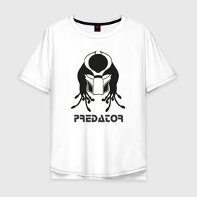 Мужская футболка хлопок Oversize с принтом Predator (Хищник) в Санкт-Петербурге, 100% хлопок | свободный крой, круглый ворот, “спинка” длиннее передней части | 