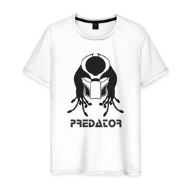 Мужская футболка хлопок с принтом Predator (Хищник) в Санкт-Петербурге, 100% хлопок | прямой крой, круглый вырез горловины, длина до линии бедер, слегка спущенное плечо. | 
