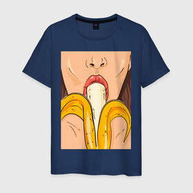 Мужская футболка хлопок с принтом Банан в Санкт-Петербурге, 100% хлопок | прямой крой, круглый вырез горловины, длина до линии бедер, слегка спущенное плечо. | банан