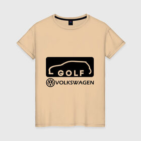 Женская футболка хлопок с принтом Фольцваген гольф в Санкт-Петербурге, 100% хлопок | прямой крой, круглый вырез горловины, длина до линии бедер, слегка спущенное плечо | golf | logo | volkswagen | гольф | логотип | фольцваген