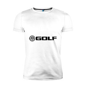 Мужская футболка премиум с принтом Volkswagen Golf в Санкт-Петербурге, 92% хлопок, 8% лайкра | приталенный силуэт, круглый вырез ворота, длина до линии бедра, короткий рукав | Тематика изображения на принте: golf | logo | volkswagen | гольф | логотип | фольцваген